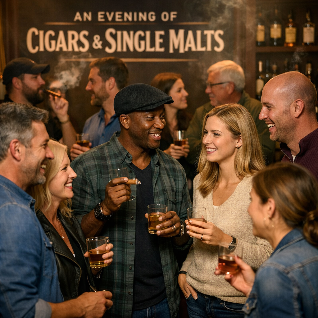photographic An Evening of Cigars Single Malts social mix crowd casual-1
